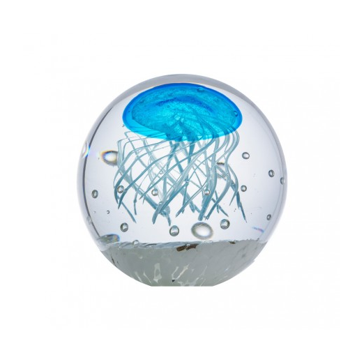 Medusa Decorativa Azul En Cristal