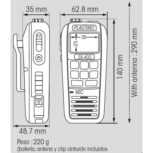 VHF Portátil Plastimo SX-400