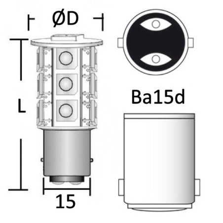 Bombilla LED 12/24V 2W BA15D 16*41mm